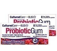 Prairie Naturals Cultured Care Probiotic Gum With BLIS K12 Oral Health- Raspberry/Pomegrante (2 Pack)