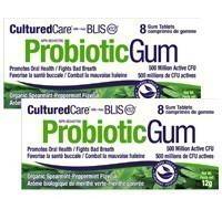 Prairie Naturals Cultured Care Probiotic Gum With BLIS K12 Oral Health-  Spearmint/Peppermint (2 Pack)